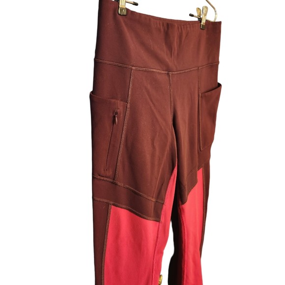Athleta Workout 7/8 Tights w/ pockets All In Structure Colorblock Red Size M - Picture 5 of 11
